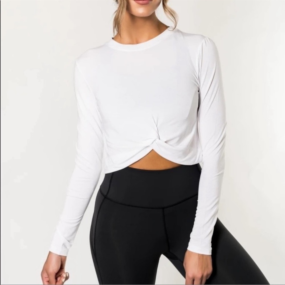 IVL Collective Twist Hem Long Sleeve Crop Top